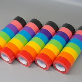 Aeojoor 12 Rolls Colorful Masking Tape, Hand-Tearable Decorative Craft Tape for Scrapbooking, DIY Projects, Gift Wrapping, Wall Art & Office Use