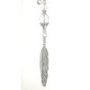 Long, Detailed Silvery Feather with Reflective Faceted Crystal Clear Glass