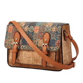 Tuokrisa Natural CORK Vintage Crossbody Messenger Bag Satchel Purse Handbag Briefcase for Women
