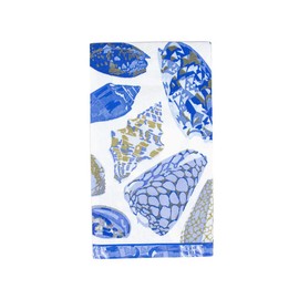 Caspari Coquillage Blue Guest Towel Napkins - 15 Per Package