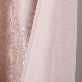 Satin Embroidered Textured Shower Curtain - Damask Design in Blush 70" x 72" - Water Resistant Polyester Blend, Washable Shower Curtain - Perfect Cloth Shower Curtain for Stylish Bathrooms
