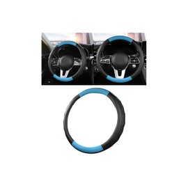 Osilly Car Steering Wheel Cover, Anti-Slip Carbon Fiber Vehicle Steer Wheel Protector, Breathable Leather Auto Steer Wheel Protection Guard, Universal for SUV, Sedan, Truck (Black/Blue)