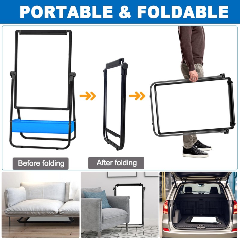 Dry Erase White Board with Stand Double Sided 28"X20" Magnetic