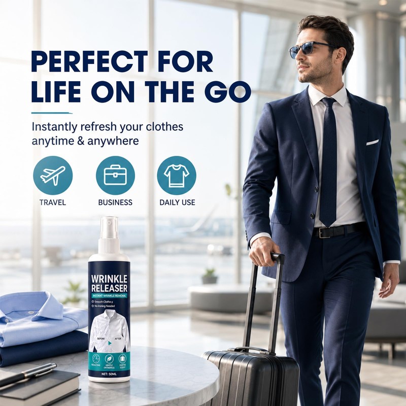 Instant Wrinkle Releaser Spray, 100ml Clothes Release Formula, Travel Garment