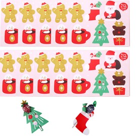 Bekecidi 60 Pcs Christmas Lollipop Cards, Santa Claus Candy Holder Cute Lollipop Package Paper Card Christmas Party Ornaments Home Decorations