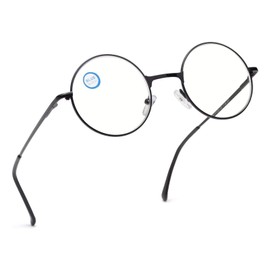 [Soarea] おしゃれ老眼鏡 メンズ レディース 丸メガネ ブルーライトカット かわいい 老眼鏡 (ブラック, 1.50)