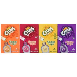 Crush Drink Mix Singles To Go Variety Pack -- 4 Boxes (Pineapple, Grape, Strawberry, Orange)