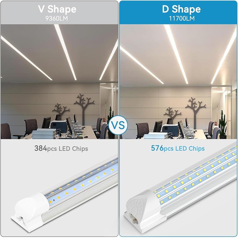 SHOPLED LED Shop Light 8FT, 90W 11700 LM 5000K Daylight