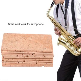 10Pcs Neck Cork, 6 * 4.1 * 0.2cm Saxophone Alto Neck Cork Sheet, Cork Sheet for Saxophone Beginner for Alto/Soprano/Tenor Saxophone