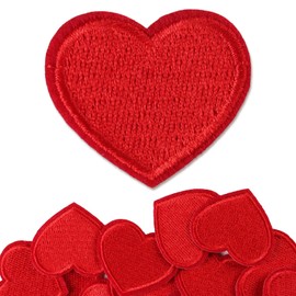 BETESSIN Pack of 20 Red Heart Patches for Iron-On – Embroidered Patches for Iron-On 3.5 x 3 cm – Embroidered Patches for Sew-On – Heart Patches for Clothing Jackets Hats Backpacks Jeans