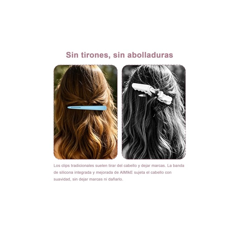 Pinzas de Cocodrilo para el Cabello Profesionales Antideslizantes, 12 Piezas