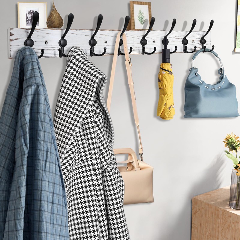 Kuhome 32.2'' Large Coat Rack Wall Mount Coat Hooks with