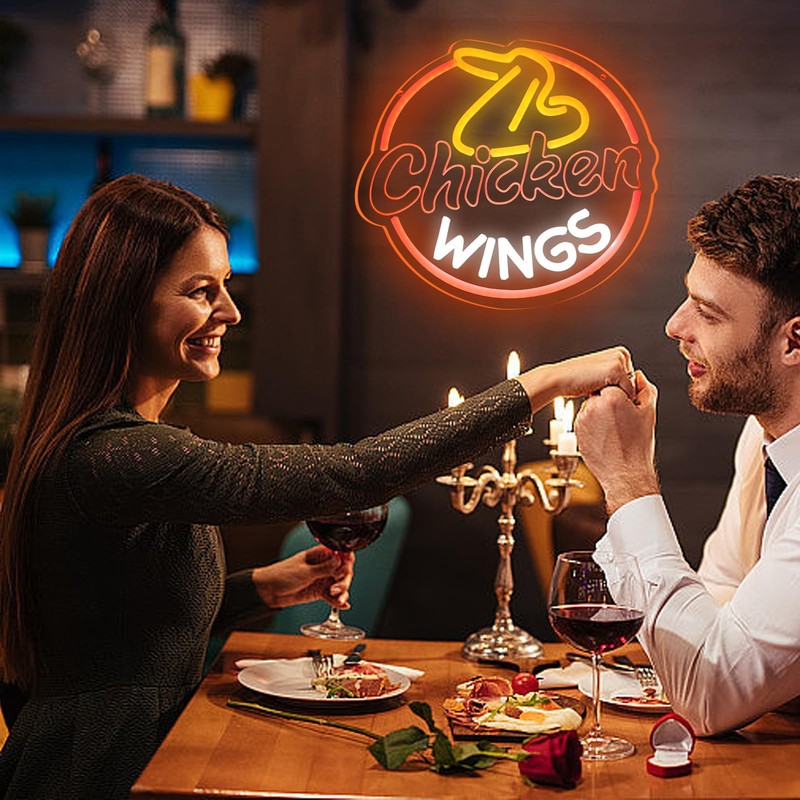 ASDGGBL Chicken Wings Neon Sign Fried Chicken Wings Led Sign