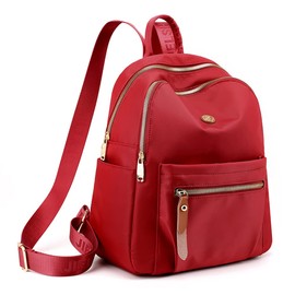 Backpack Purse For Women Girls Waterproof Nylon Casual Travel Daypacks Lightweight Small Rucksack Shoulder Bag Red