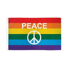 Rainbow Peace Sign Flag 3x5ft Poly - Mighty-Locked Stitching - Perfect for Indoor or Outdoor Flying!