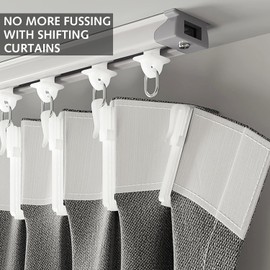 Adjustable Curtain Hooks, 12 Pcs Plastic Lifting Adjustable Depth Pinch Pleat Locking Drapes Clips Hooks for Shower Curtain Door Curtain Window Curtain