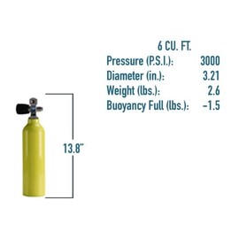 Sherwood Scuba Group Catalina Aluminum Cylinders 3000 PSI (Yellow, 6 Cuft)