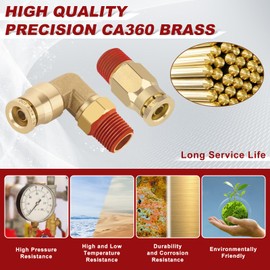 Boeray 1/4” Quick Push to Connect Fittings Brass Male Straight and Elbow Combination DOT Approved 1/4" Tube OD x 1/8" NPT Thread Air Brake Line Adapter Air Suspension Kit Air Hose Repair Kit 30pcs