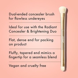 ICONIC LONDON- Brocha doble correctora | Brocha de maquillaje de dos caras, para difuminar y difuminar, perfecta para productos líquidos y en crema.