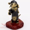 Solid Brass Amber Figurine of Dachshund in Nightcap with candy