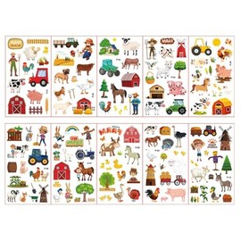 Cartoon-Nutztier-Tattoo-Aufkleber, Wasserfest, Lustig, Temporäre Aufkleber