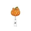 Halloween Badge Reel Retractable Cute Fall Pumpkin Polka Dots Acrylic