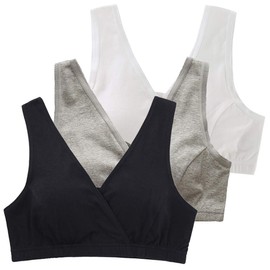 Topwhere Sujetador de algodón para mujer para maternidad y lactancia, Negro + gris + blanco, M