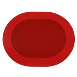 Lacquered Wood Placemats Set of 2 - Handcrafted Artisanal Two-Tone Oval Design Table Mats - Valentines Day, Spring mat,16.5 x 13.5 inch, Red