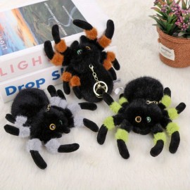 Spider Plush Keychain with Expressive Eyes & Soft Fluffy Body - Durable Collectible Backpack Pendant Charm,Cute GothicColor: Green, Size: H:18cm
