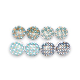 Infinity Decor Set of 8 Ceramic Cupboard Knobs - Multicoloured Pull Handles 38mm Pack for Interior Furniture, Cabinet Doors, Drawers