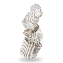 Dhaka Fair Trade Seagrass & Cotton Storage Basket - Bread Basket, Fruit Basket, 100% Handmade Basket Storage (17 x 14 cm), White