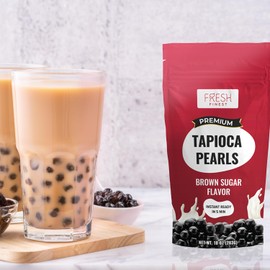Fresh Finest Brown Sugar Boba Pearls for Boba Tea – 12 Servings Instant Tapioca Pearls Ready in 5 Minutes, 10 Oz Packs (2 Packs)