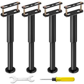 Kamtop Adjustable Height Bed Support Legs - Bed Frame Support Legs 7.08-12.6 inch, 4 Pcs Metal Bed Legs Replacement for Bed Center Slat, Bed Frame, Black