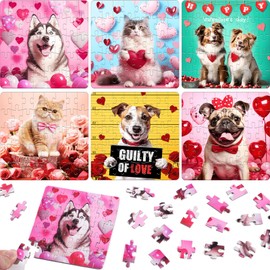 Partylamb Jigsaw Puzzles Gifts for Kids - 24 Packs Cat Dog Jigsaw Puzzles with Gift Cards, Easter Gifts Exchange Birthday Party Favors Easter Basket Stuffers Egg Fillers for Kids Boys Girls Parties