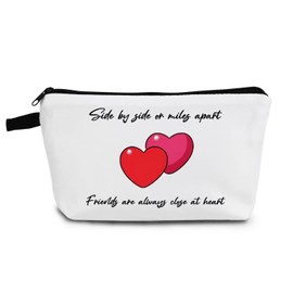 YULUENZE Sisters BFF Presents Red Heart Makeup Bag Sister Gift Close At Heart Toiletry Zipper Pouch Birthday Gift for Women Sisters Besties Best Friends BFF