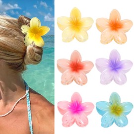 6 Colours Flower Hair Clip for Women and Girls, Non-Slip Acrylic Hair Clips with Petal Design, Flower Hair Clip, Strong Hold for Thick and Thin Hair, Elegant Hair Accessories