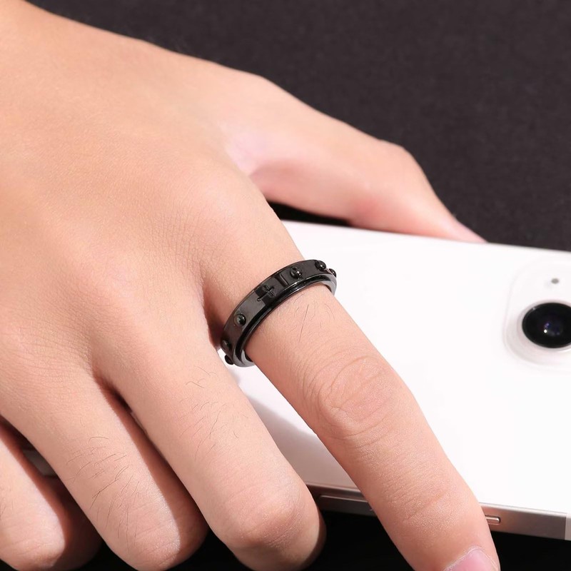 Adreamz 6mm Rosary Spinner Ring for Anxiety Relief Fidget with