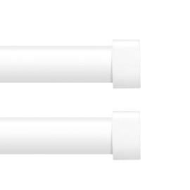 VOIIY 2 Pack Curtain Rods for Windows 48 to 84 Inch(4-7 Feet),White 1'' Diameter Drapery Rods with End Cap Style Design,Modern Adjustable Heavy Duty Curtain Rod,Size:36''-88''