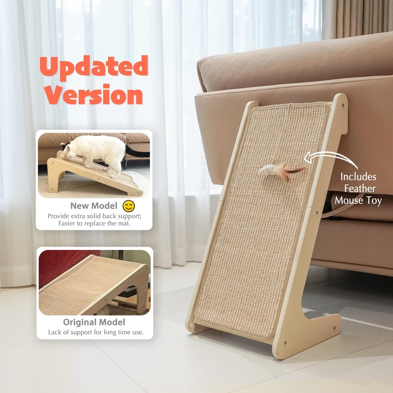 PETKARAY Cat Scratcher, Cat Sisal Scratching Ramp, L Shape Cat