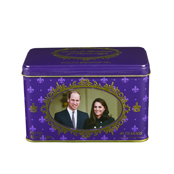 New English Teas Duke & Duchess of Cambridge Tea Tin with 40 English Breakfast Teabags