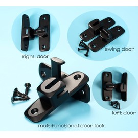 Sliding Bolt Locks,（Black） 90 Degree Heavy Duty Carbon Steel Bar Door Locks, Barn Door Lock Latch Hardware，Flip Door Locks, Screen Door Locks, Wardrobe Door Locks