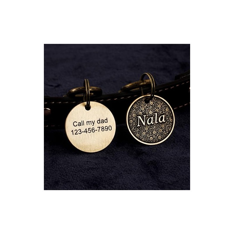 Placas grabadas para perros y gatos, Medallones redondos para collar