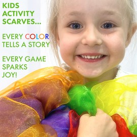 Scarves for Kids Play - 14 x Juggling Scarves, Fun Play Silks for Dance, Music, Parties, & Movements, 7 Pairs of Vibrant Colored Sensory Waldorf Silks for Preschool, Kindergarten & Classroom