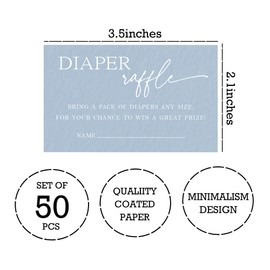 3.5 X 2.1 Inches Baby Shower Diaper Raffle Tickets, 50 Pcs Minimalism Blue Tickets For For Girl Or Boy Baby Shower Invitations，Baby Shower Game, Gender Reveal Game, Baby Shower Activity Supplies-A02
