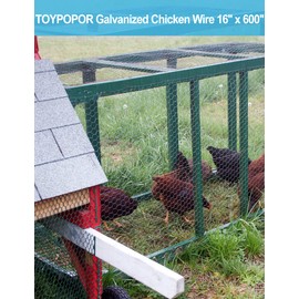TOYPOPOR Chicken Wire 16'' x 600''(40cm x 15m), Outdoor Anti-Rust Hexagonal Galvanized Chicken Wire Mesh Fencing to Protect Gardening Plants Vegetables Flowers Fruits From Dogs Rabbits Squirrels, 49ft
