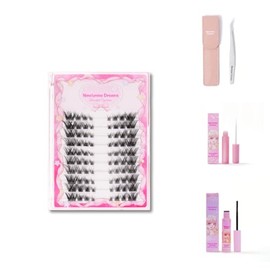 Ninetynine Dreams 80PCs Foxy Cat Eye False Eyelashes 3D Lightweight Wispy Natural Comfortable Thin Band Daily Eyelashes Fluffy Soft Fox Eyelashes Packs (1 Pack + Accessories (Daily Lash Glue))