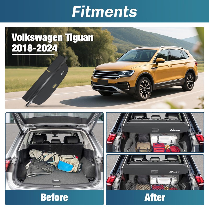 Nilight Cargo Cover Fit for VW Volkswagen Tiguan 2018 2019