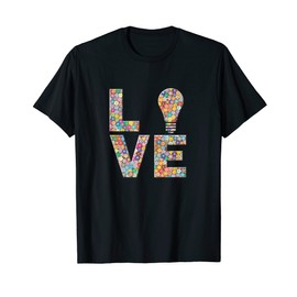 Electrician Bulb Idea Light Love Flowers T-Shirt