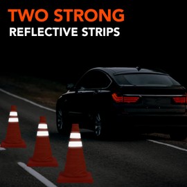 [10 Pack]18 Inch Collapsible Traffic Safety Cones - Parking Cones with Reflective Collars,Orange Safety Cones for Parking lot，Driveway, Driving Training etc.