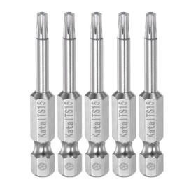 sourcing map T15 Magnetic Security Star 5 Point Torx Screwdriver Bit 1/4 Inch Hex Shank 2 Inch Length Pack of 5